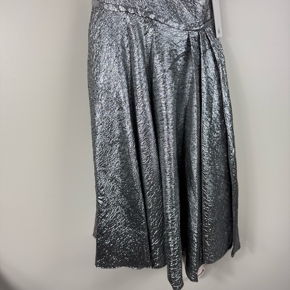 Mac Duggal 67906 Sequin Asymmetrical Ruffle Tiered Gown Women 10 Silver Dress - Picture 5 of 11